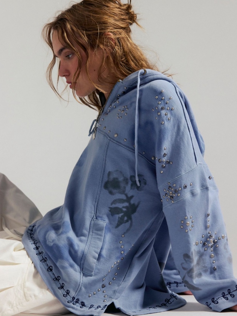 Free People/We The Free Silver Half-Zip Hoodie Sold Out $248!